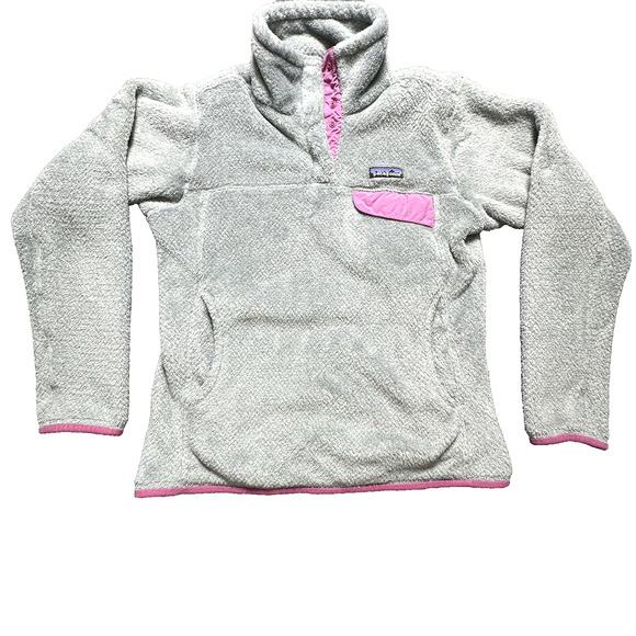 Patagonia Women's Re-Tool Snap-T Fleece Pullover Sweater Gray Purple Size Small‎ - Picture 1 of 7